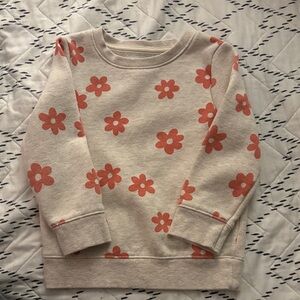 Cat & Jack Cream with Coral Floral Print Sweatshirt and Cream Sweatpants